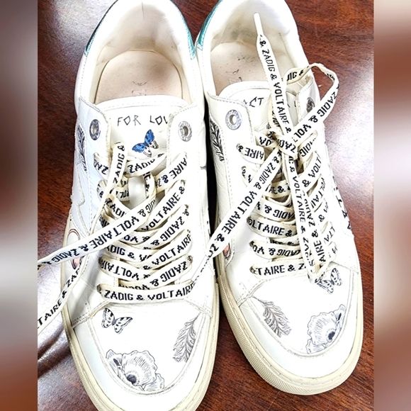 Zadig & Voltaire Women's LA Flash Art Print Low Top Sneakers Size 39 US 8 - Picture 1 of 8
